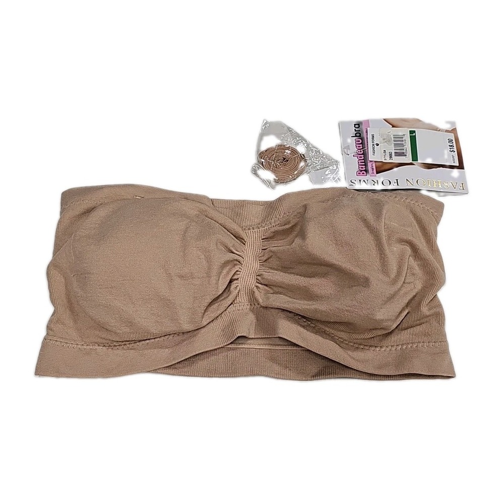 Fashion Forms Bandeau Bra Removable Strap, Beige, Size Large